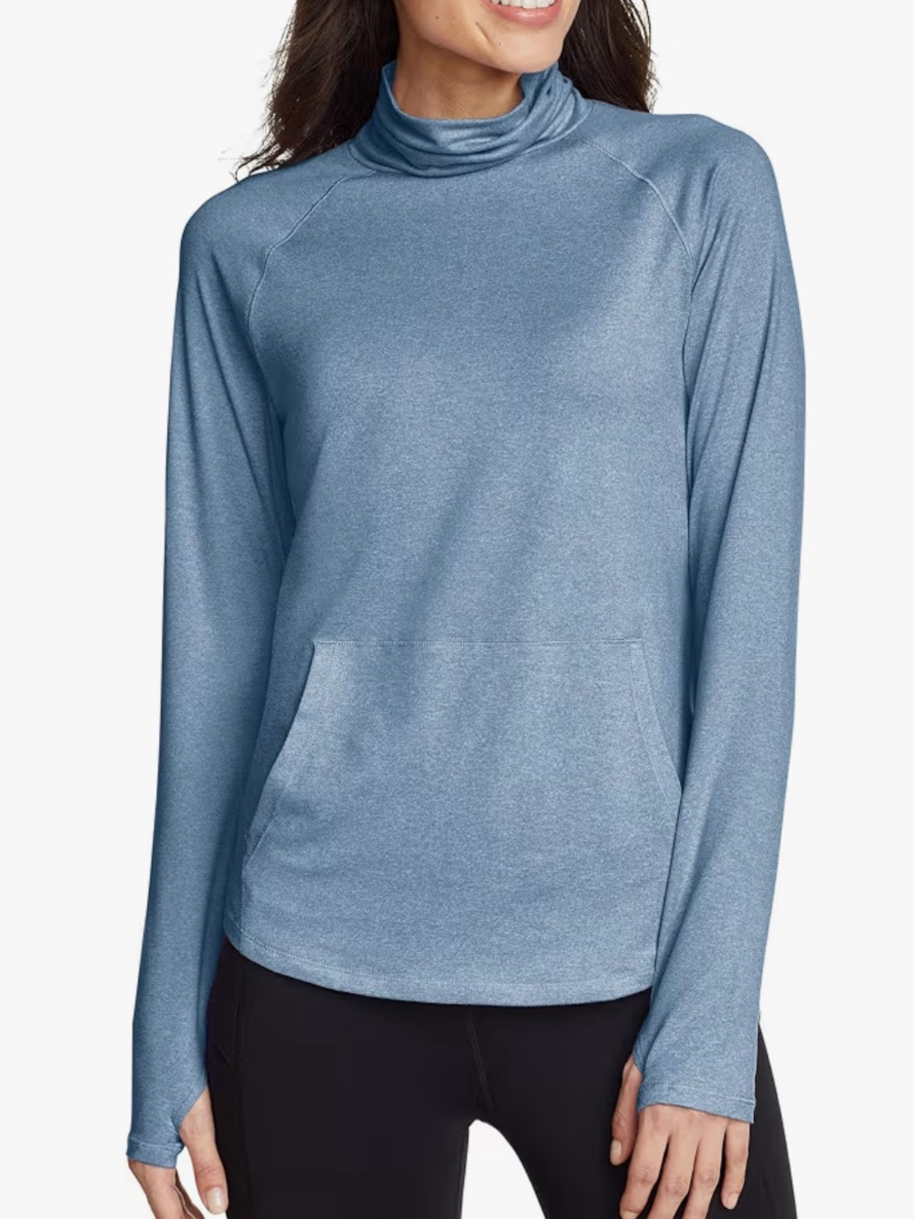 Eddie Bauer Active Funnel Neck Top, Blue, XXL